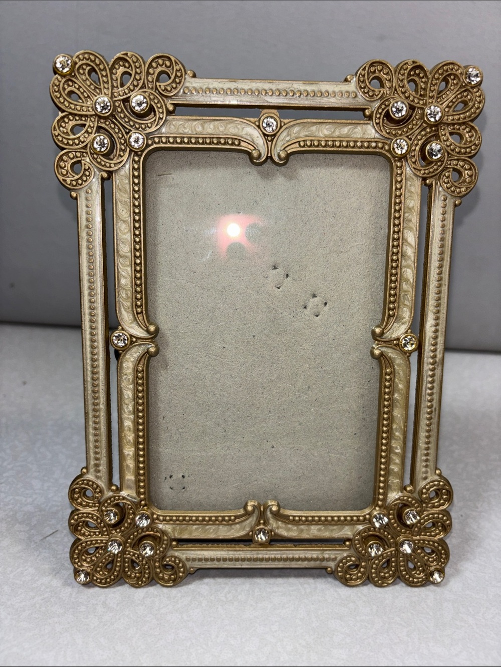 Elegant Taupe and White Crystal Decorative Photo Frame 5x7